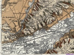 Карта Калуша і околиць часів Австро-Угорщини:  Старий Калуш